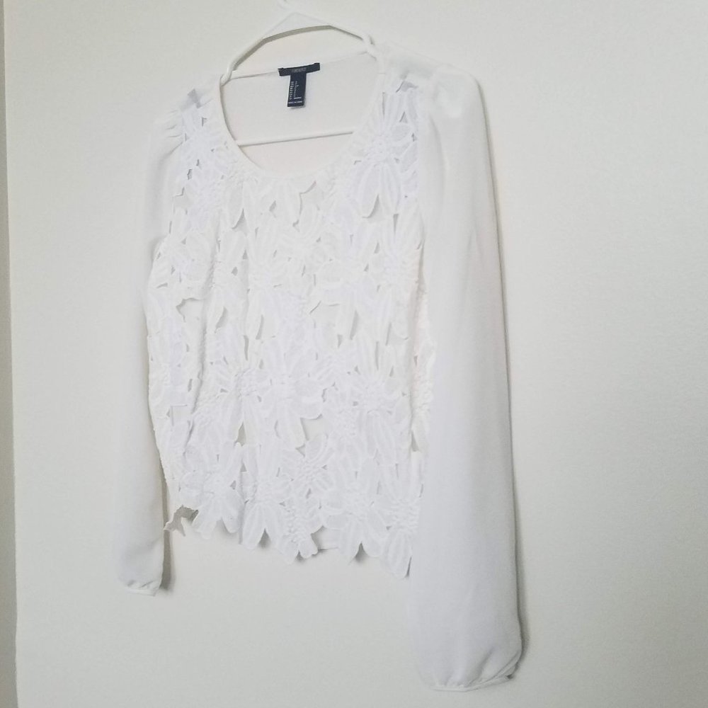 Forever 21 | Daisy Lace Long Sleeve Crop Top